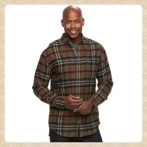 Men's Soft Olive Plaid Flannel Shirt